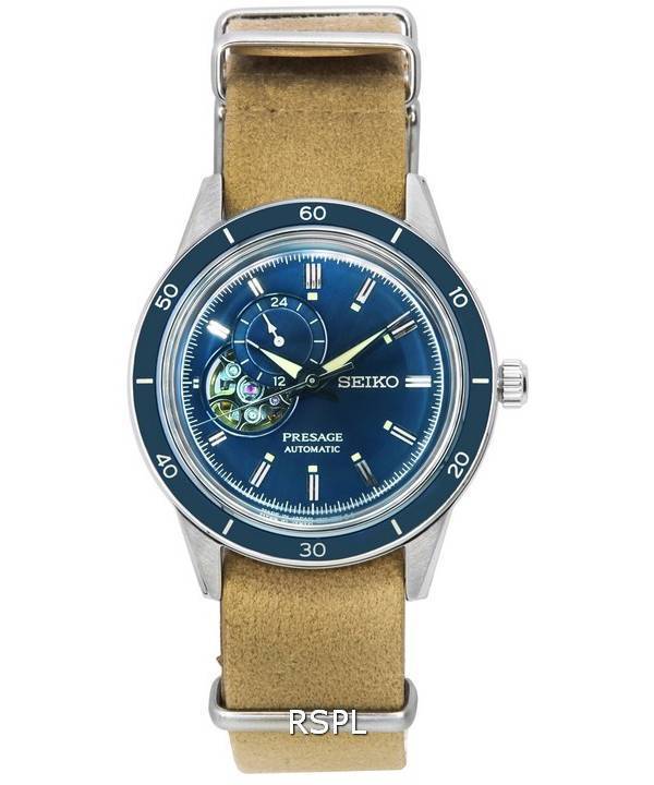 Seiko Presage Style60s Héritage Bleu Cadran Coeur Ouvert Automatique SSA453 SSA453J1 SSA453J Montre Homme