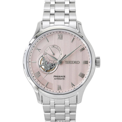 Montre homme Seiko Presage Japanese Garden en acier inoxydable, cadran rose pâle, automatique SSA465J1