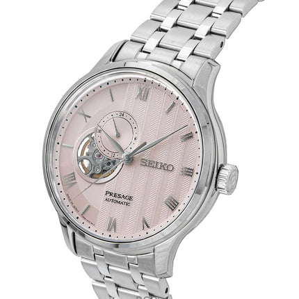 Montre homme Seiko Presage Japanese Garden en acier inoxydable, cadran rose pâle, automatique SSA465J1