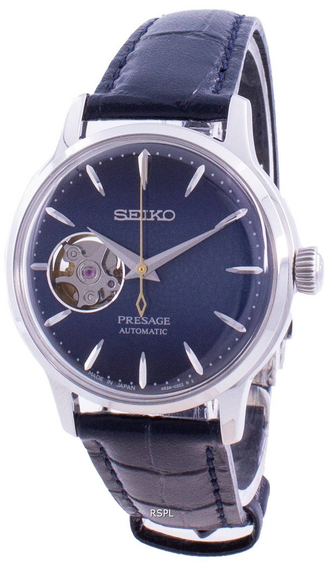 Montre pour femme Seiko Presage Automatic Cocktail Time Blue Moon SSA785 SSA785J1 SSA785J Open Heart