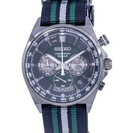 Montre Homme Seiko Chronographe Nylon Cadran Vert Quartz SSB411 SSB411P1 SSB411P 100M