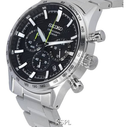 Montre homme Seiko Urban Sports Chronograph à cadran noir, quartz, SSB413 SSB413P1 SSB413P, étanche à 100 m, reconditionnée