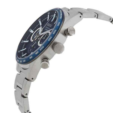 Montre pour homme Seiko Sports chronographe en acier inoxydable avec cadran bleu et quartz SSB445P1 100M