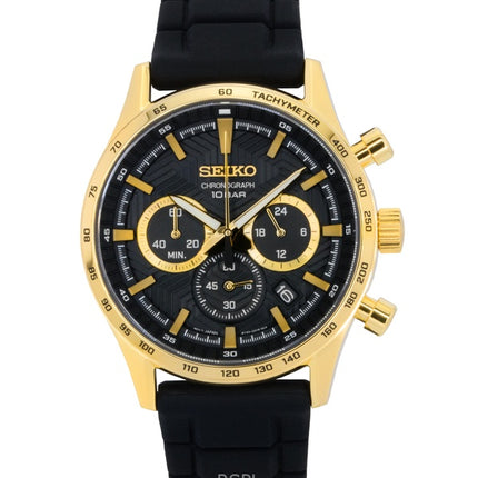 Montre Seiko Sport Chronographe Bracelet Silicone Cadran Noir Quartz SSB446P1 100M Homme