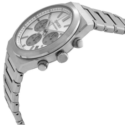Montre Seiko Discover More Classic Chronograph en acier inoxydable avec cadran blanc et quartz SSB451P1 100M pour homme