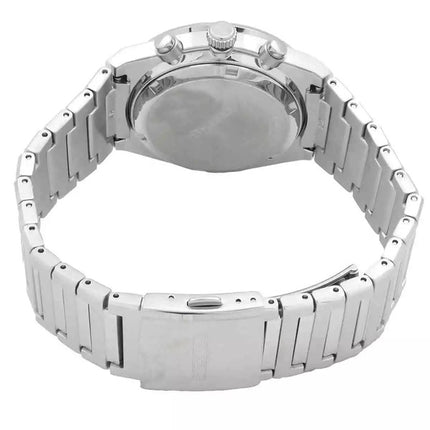 Montre Seiko Discover More Classic Chronograph en acier inoxydable avec cadran blanc et quartz SSB451P1 100M pour homme
