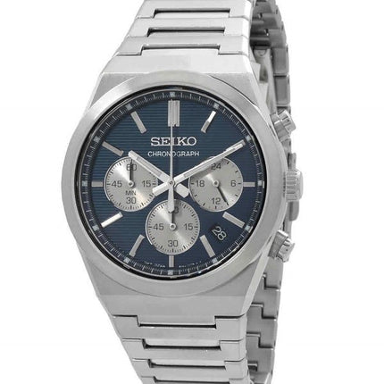Montre Seiko Sport Chronograph Acier Inoxydable Cadran Bleu Quartz SSB453P1 100M Homme