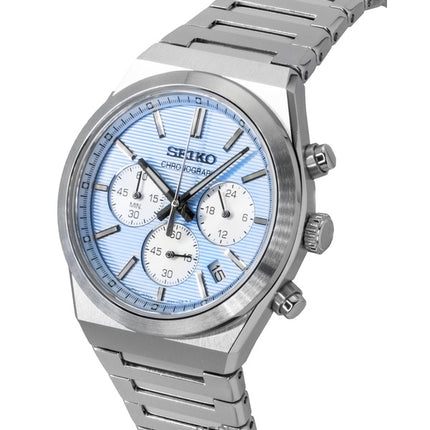 Montre Seiko Conceptual Chronograph pour homme, acier inoxydable, cadran bleu clair, quartz, SSB459P1, 100 m