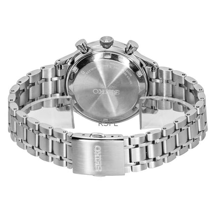 Montre Seiko chronographe à quartz en acier inoxydable avec cadran noir SSB479P1 pour homme