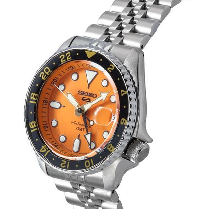 Montre pour homme Seiko 5 Sports SKX Sports Style GMT en acier inoxydable avec cadran orange 24 bijoux automatique SSK005J1 100M