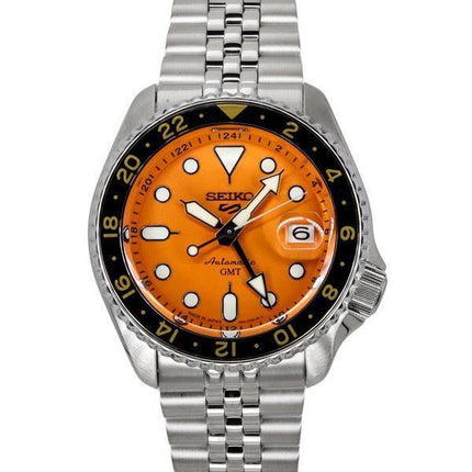 Montre homme Seiko 5 Sports SKX Sports Style GMT, acier inoxydable, cadran orange, 24 rubis, automatique, SSK005J1, étanche à 100 m, reconditionnée