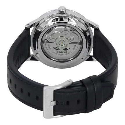 Montre pour homme Seiko Presage Style60's GMT avec bracelet en cuir de veau et cadran gris automatique SSK011J1