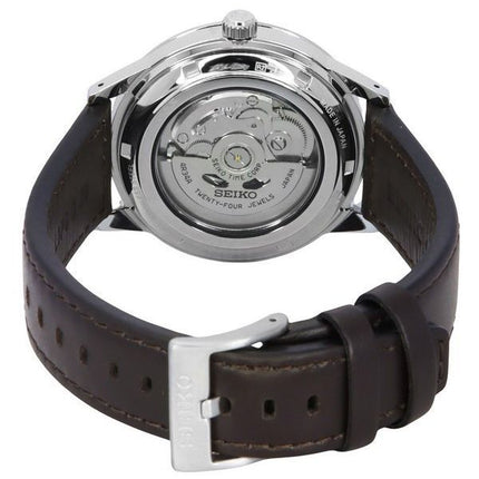 Montre pour homme Seiko Presage Style60's GMT avec bracelet en cuir de veau et cadran noir automatique SSK013J1
