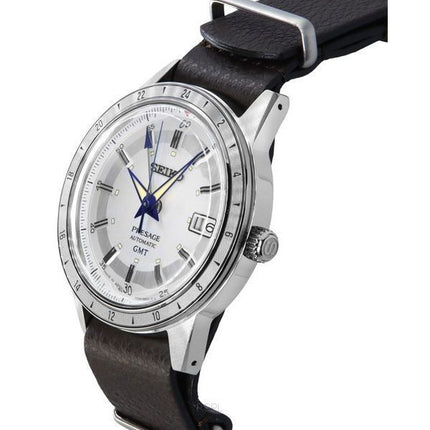 Montre pour homme Seiko Presage Style60&#39,s GMT 110e anniversaire, édition limitée, bracelet en cuir, cadran blanc, automatiqu