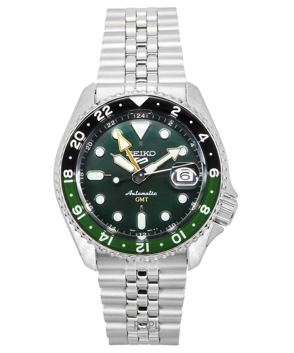Montre homme Seiko 5 Sports SKX GMT, acier inoxydable, cadran vert, automatique, SSK035K1, 100 m