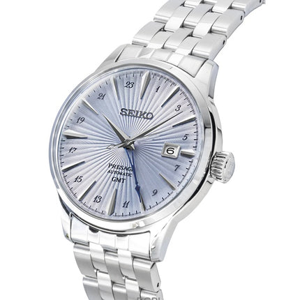 Montre homme Seiko Presage Cocktail en acier inoxydable, cadran bleu clair, automatique SSK037J1
