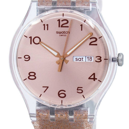 Montre unisexe Swatch Originals rose Glistar Quartz SUOK703