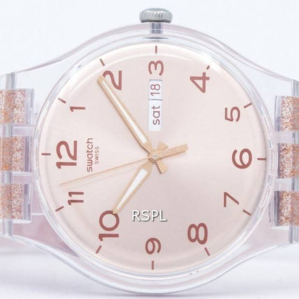 Montre unisexe Swatch Originals rose Glistar Quartz SUOK703