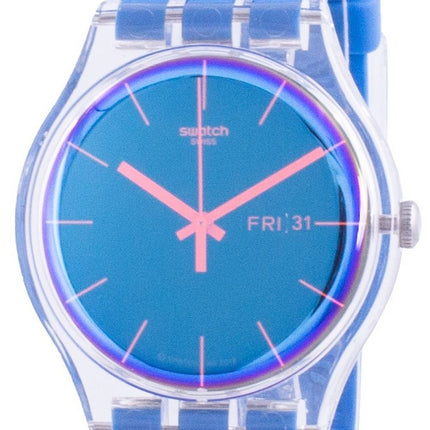 Montre Swatch Polablue Cadran Bleu Bracelet Silicone Quartz SUOK711 Homme