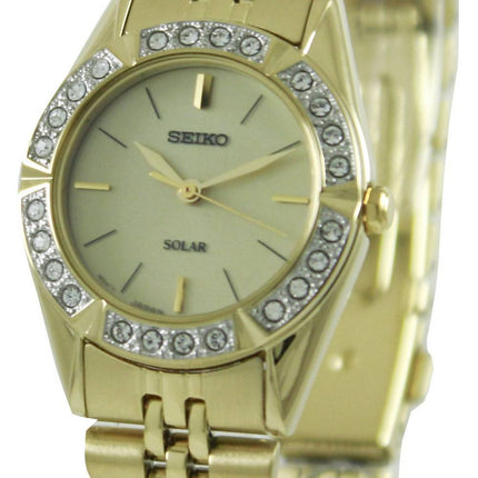 Montre Seiko solaire couleur or cristaux Swarovski SUP096P1 SUP096P féminin