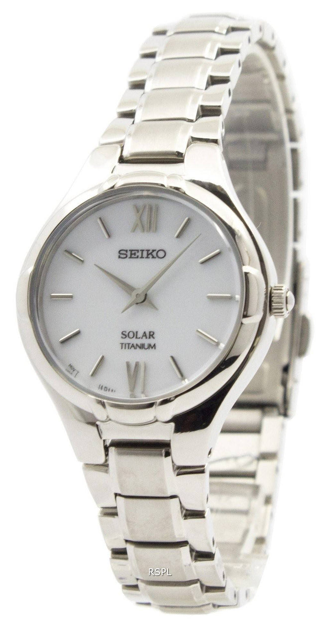 Montre Seiko solaire Titanium White Dial SUP277P1 SUP277P féminin