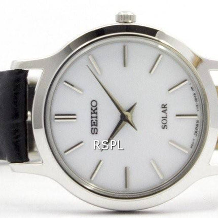 Montre Seiko solaire cadran blanc cuir sangle SUP299P1 SUP299P féminin