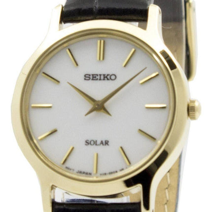 Montre Seiko solaire cadran blanc cuir sangle SUP300P1 SUP300P féminin