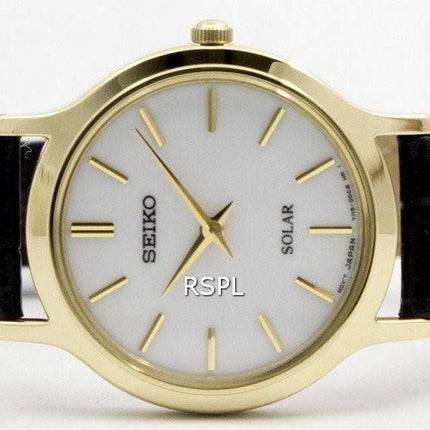 Montre Seiko solaire cadran blanc cuir sangle SUP300P1 SUP300P féminin