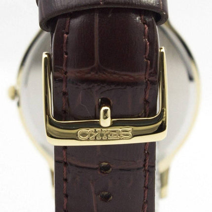 Montre Seiko solaire doré en cuir sangle SUP870P1 SUP870P hommes