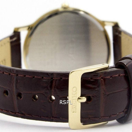 Montre Seiko solaire doré en cuir sangle SUP870P1 SUP870P hommes