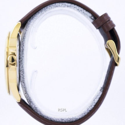 Seiko Quartz cadran blanc Montre en cuir brun SUR160 SUR160P1 SUR160P hommes