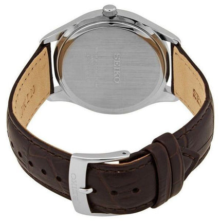 Montre pour homme Seiko Nobel Discover More avec bracelet en cuir et cadran beige SUR421P1 100M