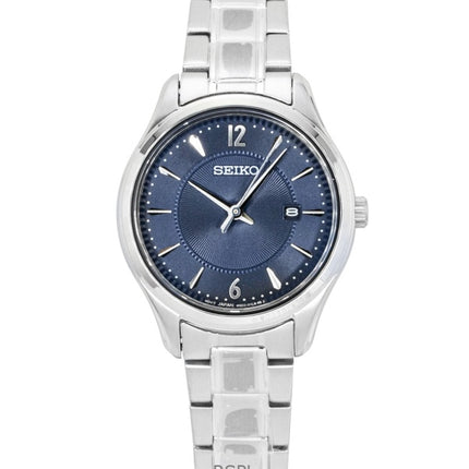 Montre femme Seiko Classic en acier inoxydable, cadran bleu, quartz SUR425P1, étanche à 100 m