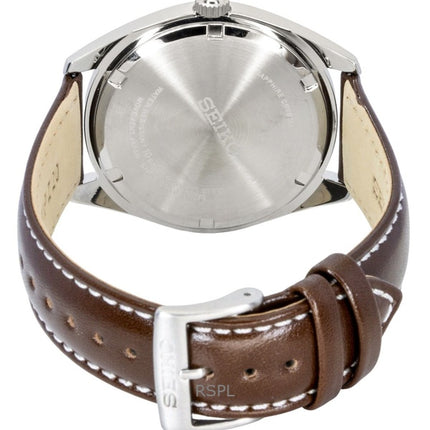 Montre homme Seiko Neo Classic à bracelet en cuir, cadran vert, quartz SUR449P1, étanche à 100 m