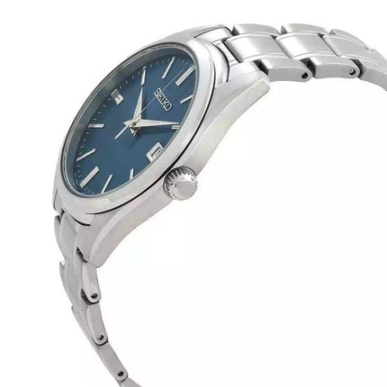 Montre Seiko Classic en acier inoxydable avec cadran bleu et quartz SUR525P1 100M pour homme