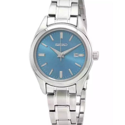 Montre Seiko Classic en acier inoxydable avec cadran bleu et quartz SUR531P1 100M pour femme