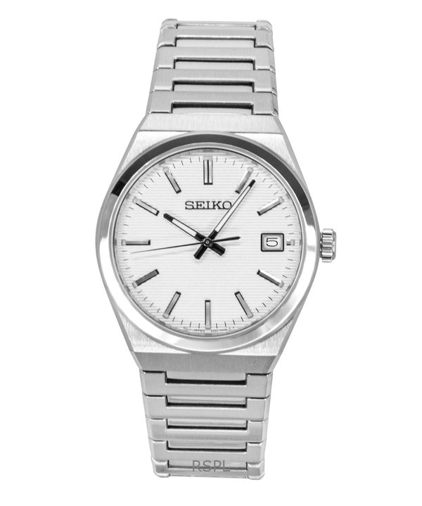 Montre homme Seiko Conceptual SUR553P1 en acier inoxydable, cadran blanc, quartz, étanche à 100 m