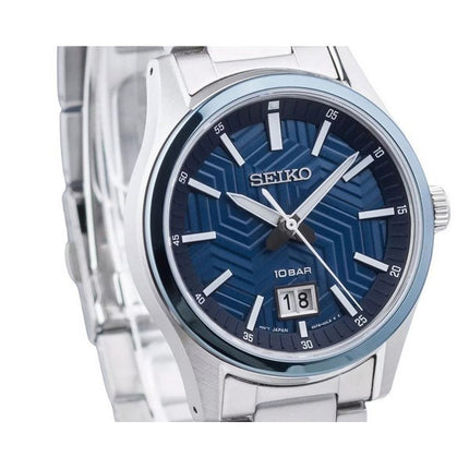 Montre pour homme Seiko Sports en acier inoxydable avec cadran bleu et quartz SUR559P1 100M