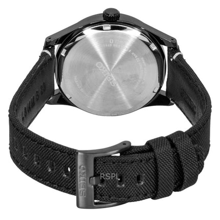 Montre homme Seiko Classic à bracelet en nylon, cadran noir, quartz SUR571P1, étanche à 100 m