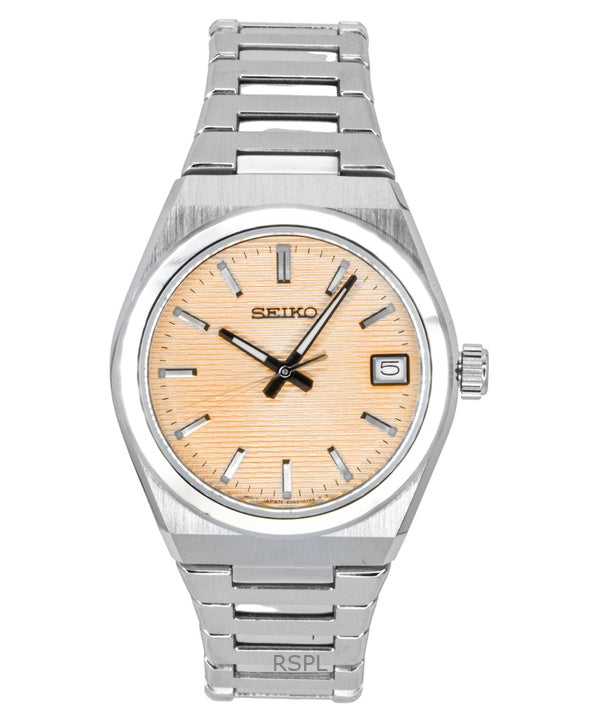 Montre femme Seiko Classic en acier inoxydable, cadran saumon, quartz SUR577P1, étanche à 100 m