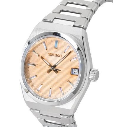 Montre femme Seiko Classic en acier inoxydable, cadran saumon, quartz SUR577P1, étanche à 100 m