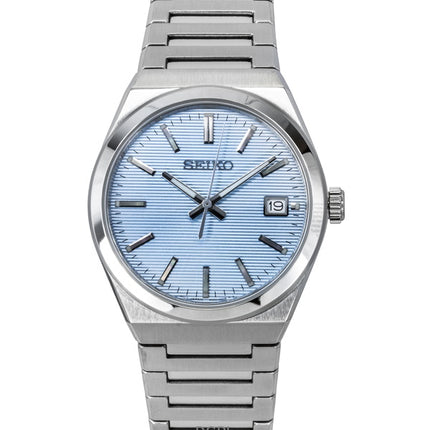 Montre Seiko Classic pour homme, acier inoxydable, cadran bleu clair, quartz, SUR599P1, 100 m