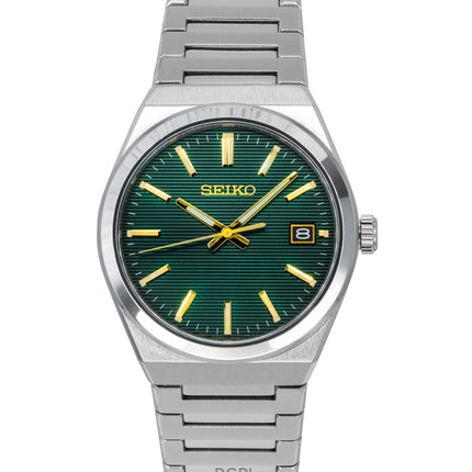 Montre Seiko Classic pour homme, acier inoxydable, cadran vert, quartz, SUR601P1, 100 m