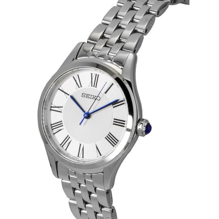 Montre Seiko Classic pour femme, acier inoxydable, cadran argenté, quartz, SUR609P1