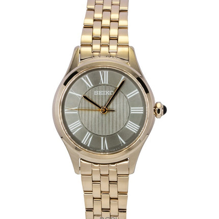 Montre Seiko Classic pour femme, bracelet en acier inoxydable or rose, cadran gris, quartz, SUR614P1
