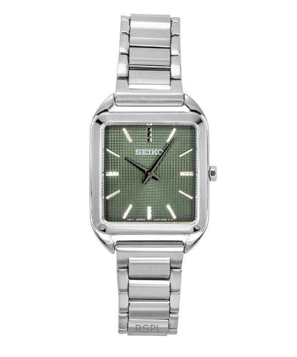 Montre femme Seiko Essentials en acier inoxydable, cadran vert, quartz SWR075P1