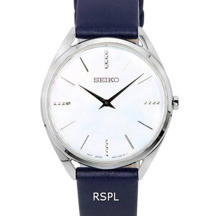 Montre pour femme Seiko bracelet en cuir cadran blanc Quartz SWR079 SWR079P1 SWR079P