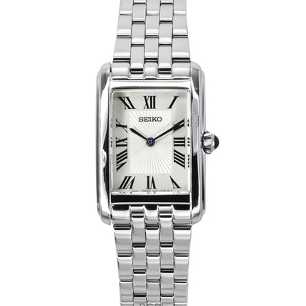 Montre Seiko Classic pour femme, acier inoxydable, cadran blanc, quartz, SWR083P1