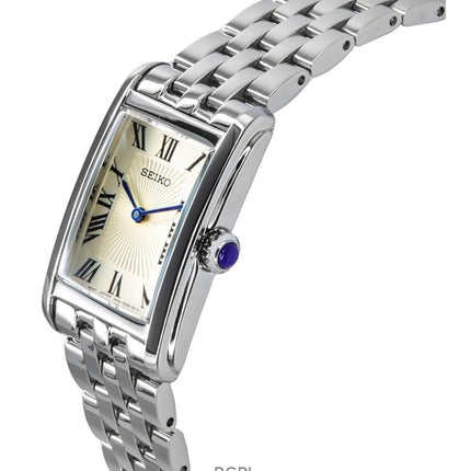 Montre Seiko Classic pour femme, acier inoxydable, cadran blanc, quartz, SWR083P1