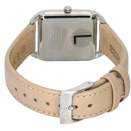 Montre analogique Seiko pour femme avec bracelet en cuir et cadran beige à quartz SWR089P1